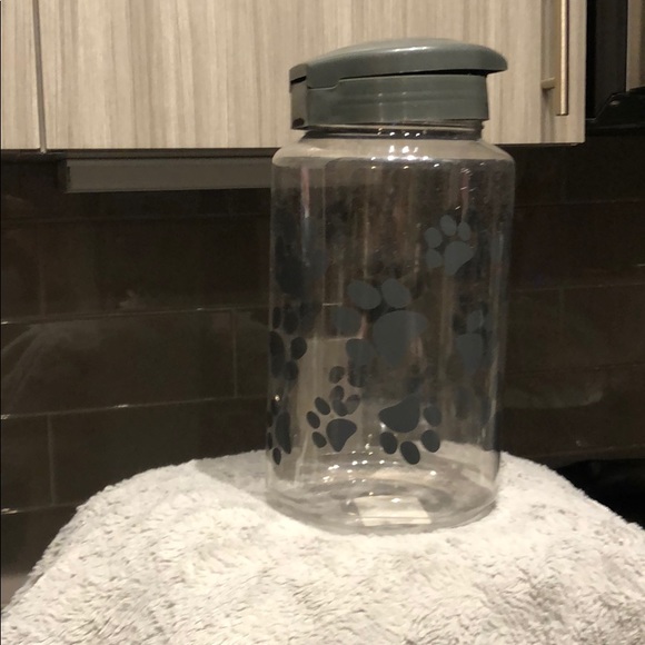 Dog Snack Jar - Plastic Gray Paw Prints - Picture 6 of 6